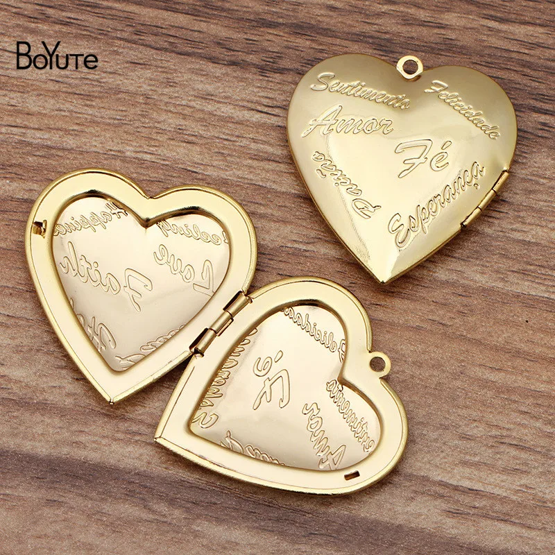 BoYuTe (4 шт./лот) 40 мм большой металлический медальон с плавающим сердцем винтажный