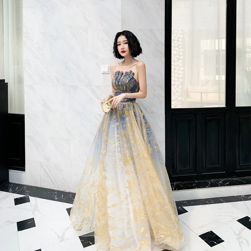 

Sexy Tube Top Dress Gradient backless sequins Dress birthday party evening dress Women Formal Evening Dress Vestidos