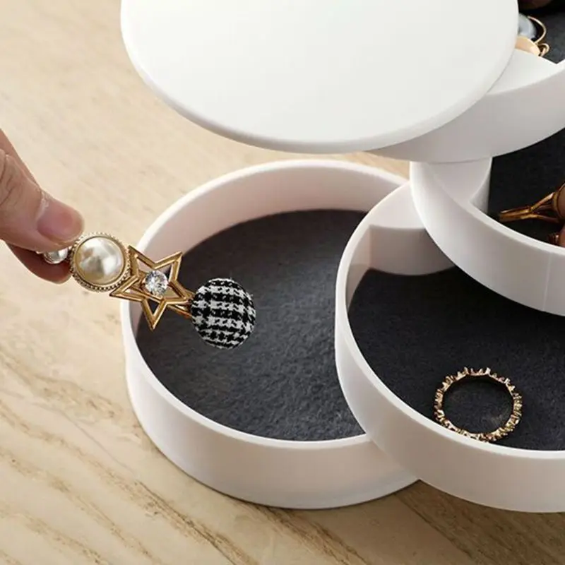 360 градусов поворотный 4 Слои ящик для хранения ювелирных изделий держатель