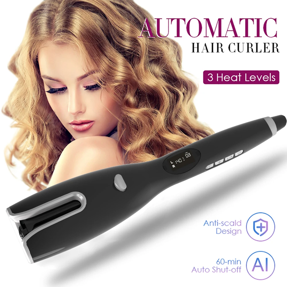 

LCD Automatic Hair Curler Adjustable Temperature IR Heating Hair Styler Hair Curler Air Rotating Portable Curling Iron