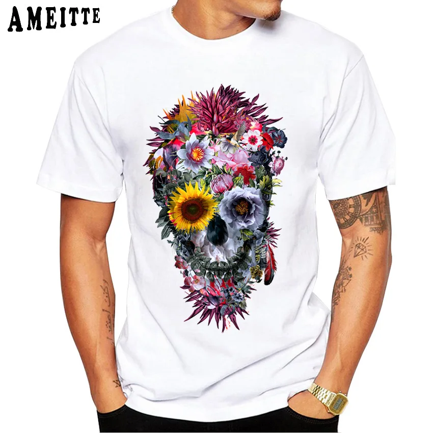 Футболка AMEITTE мужская с черепом в стиле хип-хоп модная дизайнерская тенниска