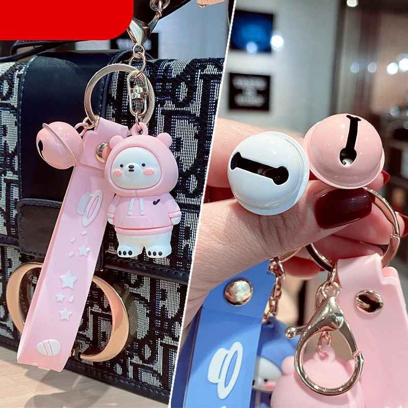 

Cartoon Clothes Bear Keychain Cute Polar Bear Toy Doll Silicone Keyring Children Couples Gift Bag Backpack Car Key Pendant Hot