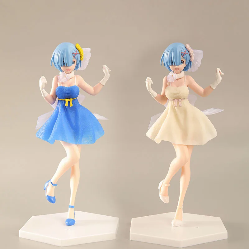 

Kawaii Re: Zero Japan Anime Action Figure PVC Toys 28cm Cute Crystal Rem Blue White Clothes Dolls Room Decor Xmas Gift for Boys
