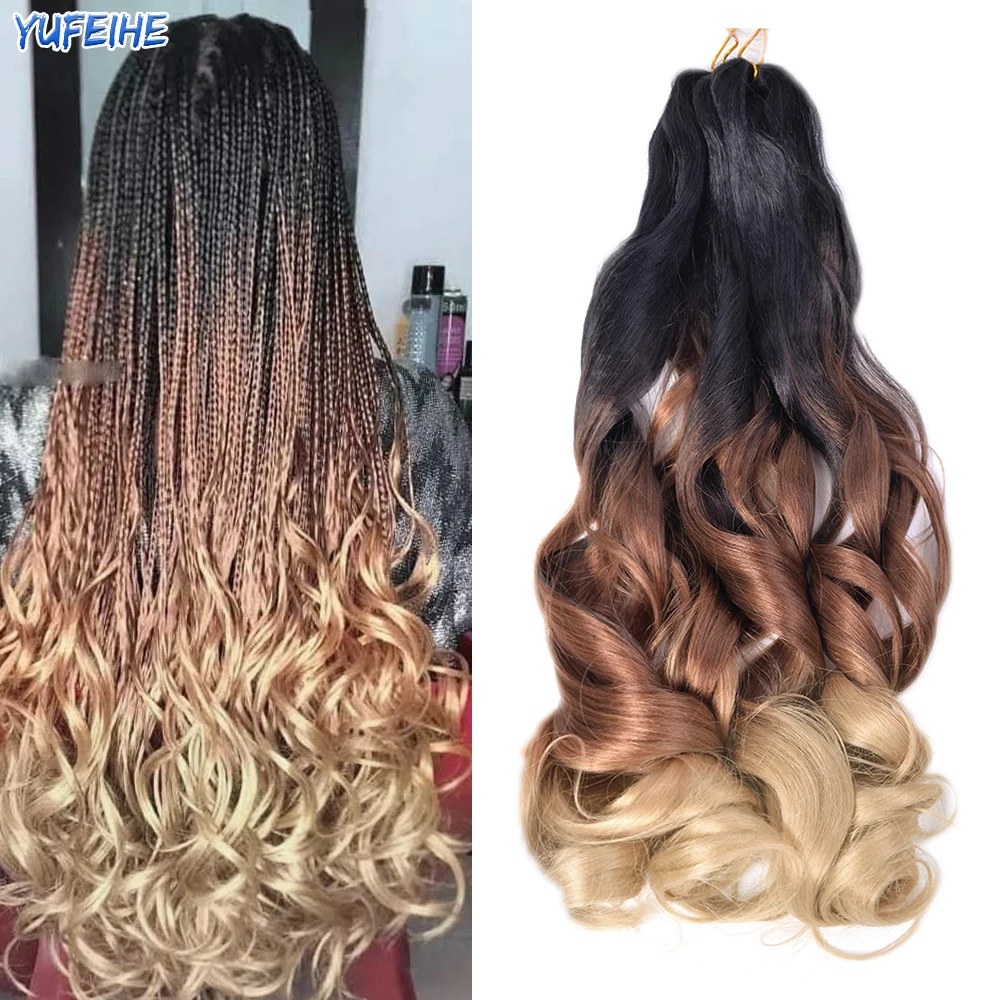 

24Inch Spiral Curl Braid Synthetic Hair Ombre Crochet Braiding Hair Extension Pre Stretched For Black Women Loose Wave Hairstyle