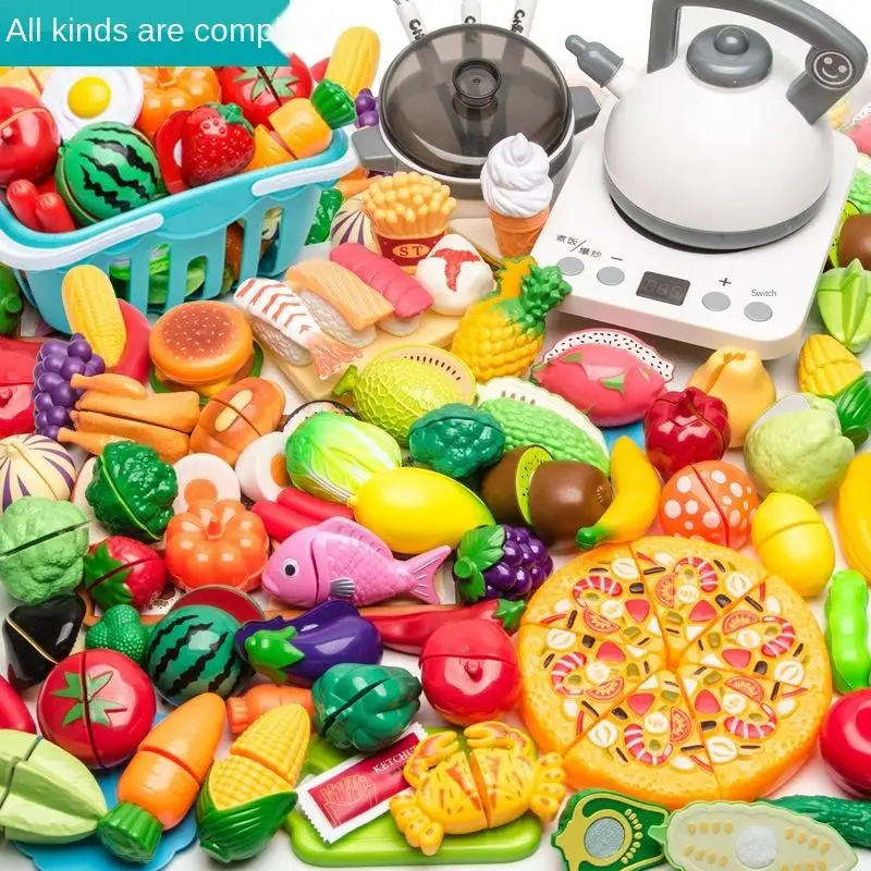 

Детский игровой домик, игрушка для кухни, корзина для девочек, овощи, тщательные часы, Детские фрукты для резки, комбинированные Развивающие игрушки для мальчиков