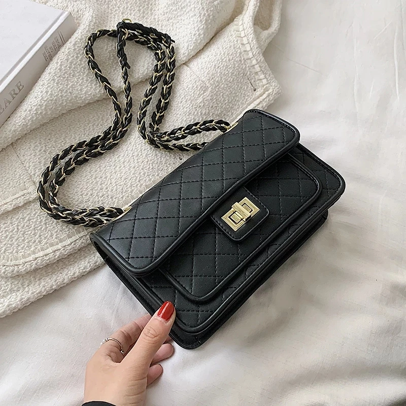 

Diamond Lattice Crossbody Messenger Bags for Women 2021 Small PU Leather Trends Desinger Lady Branded Shoulder Pruses Handbags