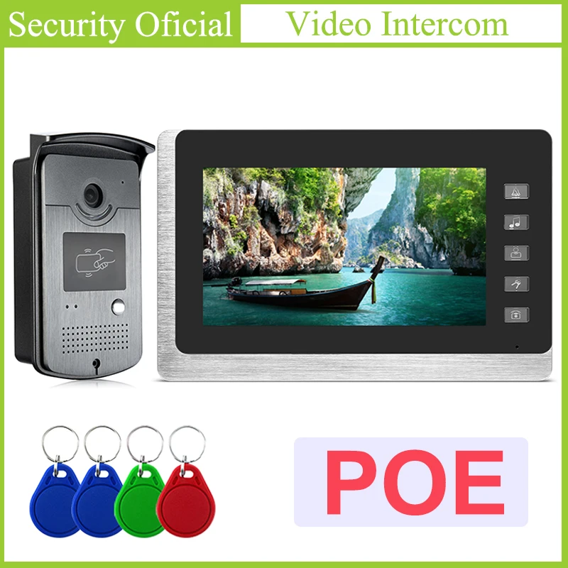 Сетевой Проводной Домашний видеодомофон 7 дюймов дверной радиочастотная камера