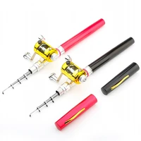 outdoor mini portable pen type fishing rod aluminum alloy frp telescopic sea fishing pole pocket size rod with fishing reel set