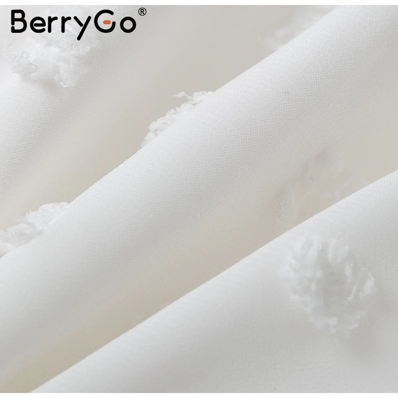 BerryGo элегантное осенне-зимнее белое платье женское винтажное кружевное платье в горошек женское шифоновое короткое платье с длинным рукавом vestidos