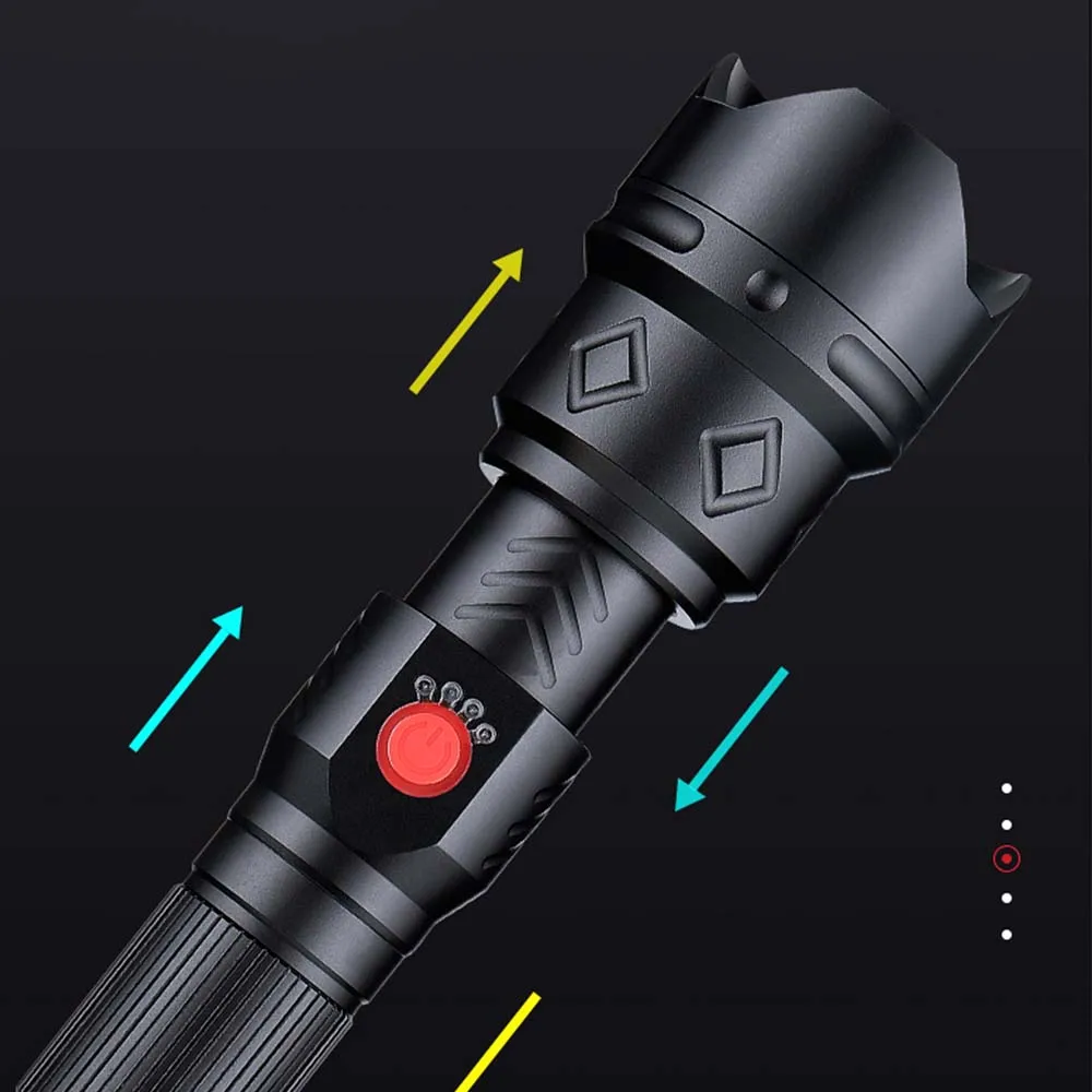 Светодиодный мощный телескопический фонарь XHP50 с аккумулятором 18650