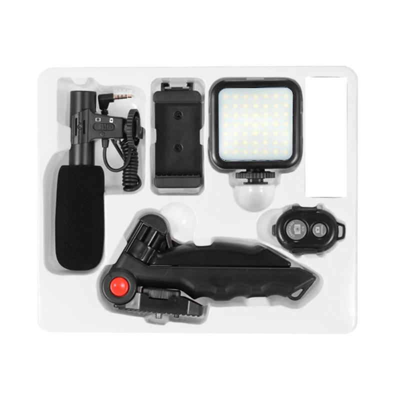 

Vlogging Kit Mobile Phone Bracket Microphone Fill Light Combination Set for Vlog Live Phone Recording