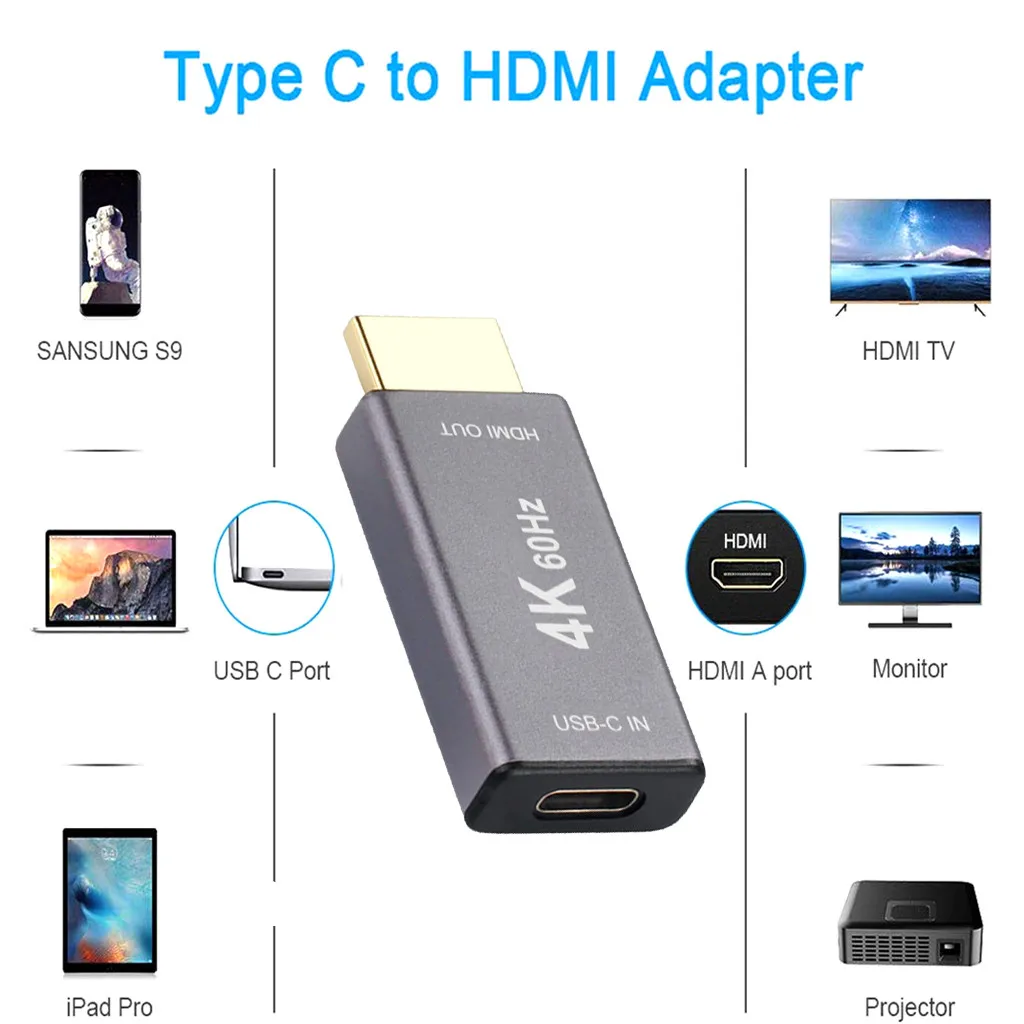 35 # usb type C к HDMI адаптер 4K 60Hz 3 1 муфта мама-папа поддержка передачи аудио и видео |
