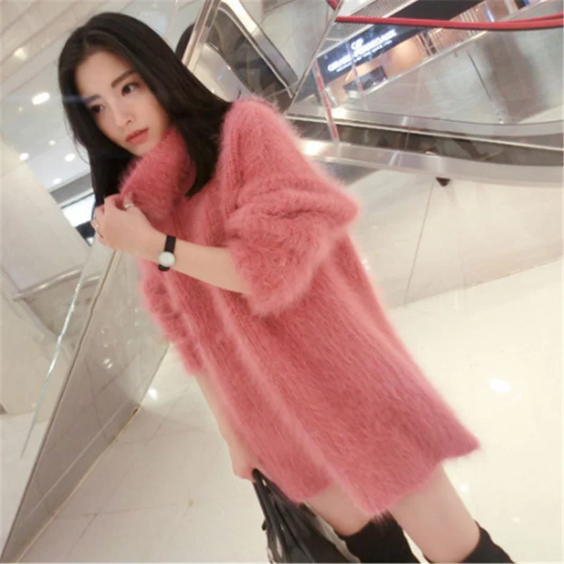 Женский зимний свитер пуловер 2020 корейский вязаный длинный из плотной шерсти