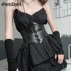 Женский корсет Goth Dark, Черный корсет из искусственной кожи в готическом стиле, широкий пояс-шарф пэчворк