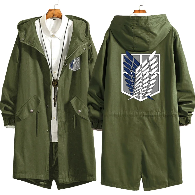 

Attack on Titan Eren Levi Wind Trench Long Hoodie Jacket Shingeki No Kyojin Sasha Braus Ymir Armin Cosplay Wings of Liberty