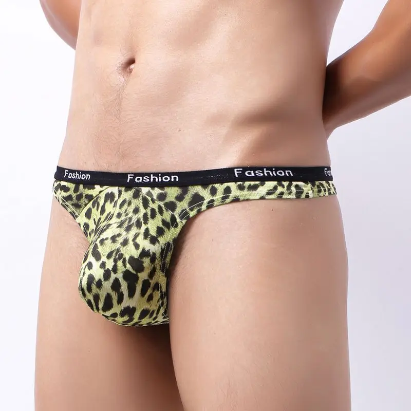 

Leopard Men Thongs And G Strings Low Rise Mens Sexy T-back Panties Jockstrap U Bulge Pouch Cueca Underpants Slips Homme Tangas