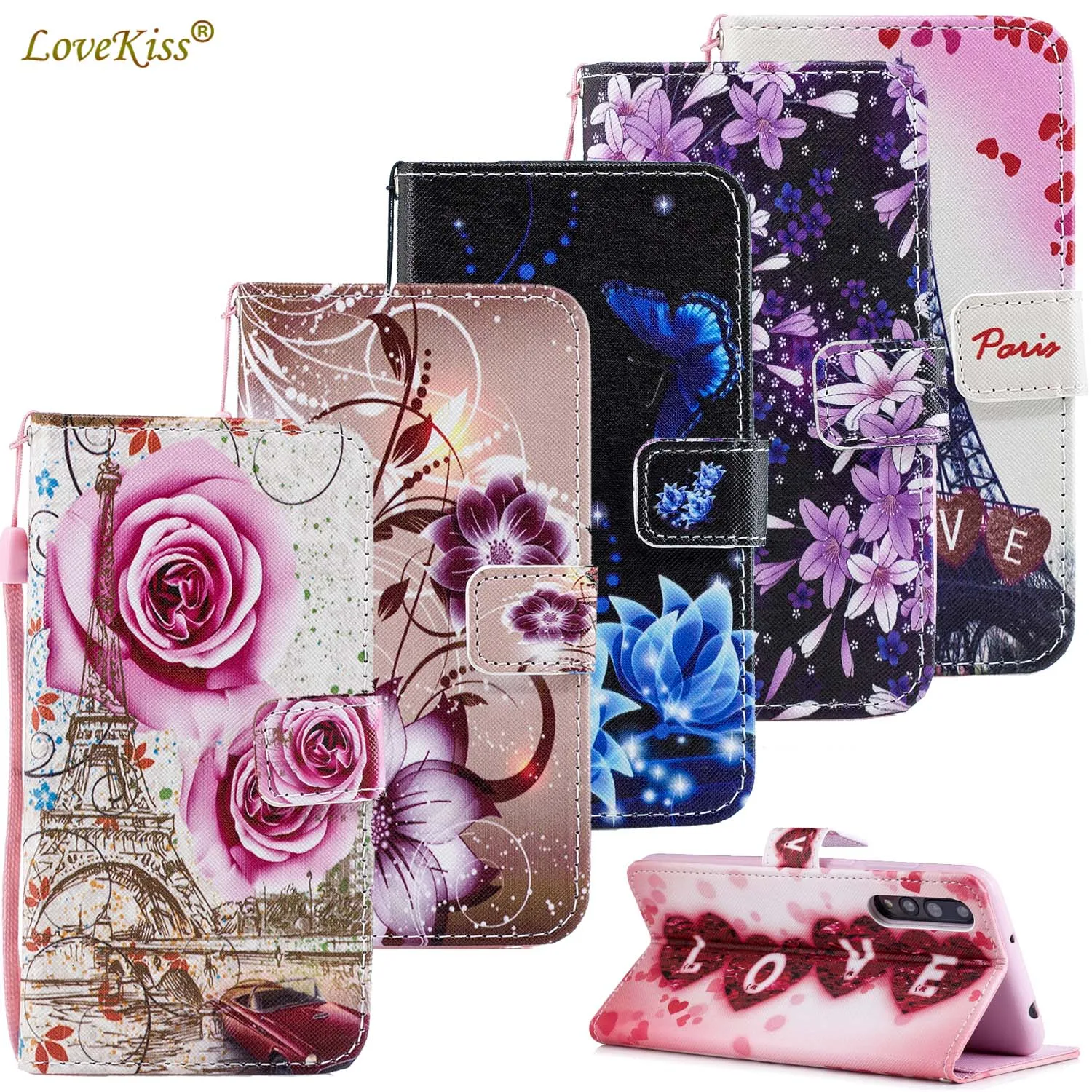 Цветной кожаный чехол бумажник для Huawei Honor 10 9 Lite 7A 7C 8A 8C P Smart Nova 3 3i Y7 Y9 Y5 Y6 Prime 2018 P20 P30