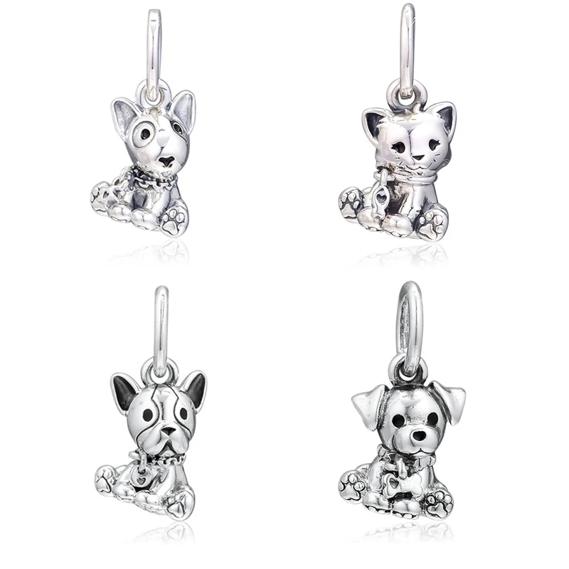Плавающие брелоки для щенков собак и кошек серебряные браслеты 925 пробы модные