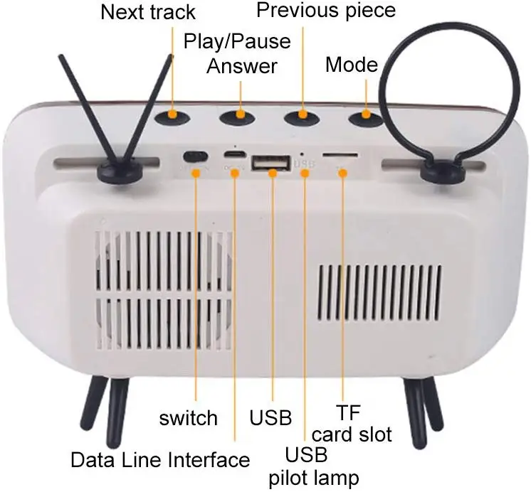 Portable Retro Mini Bluetooth Speaker TV Design Phone Holder BT with Screen Stand 3D Stereo Sound | Электроника