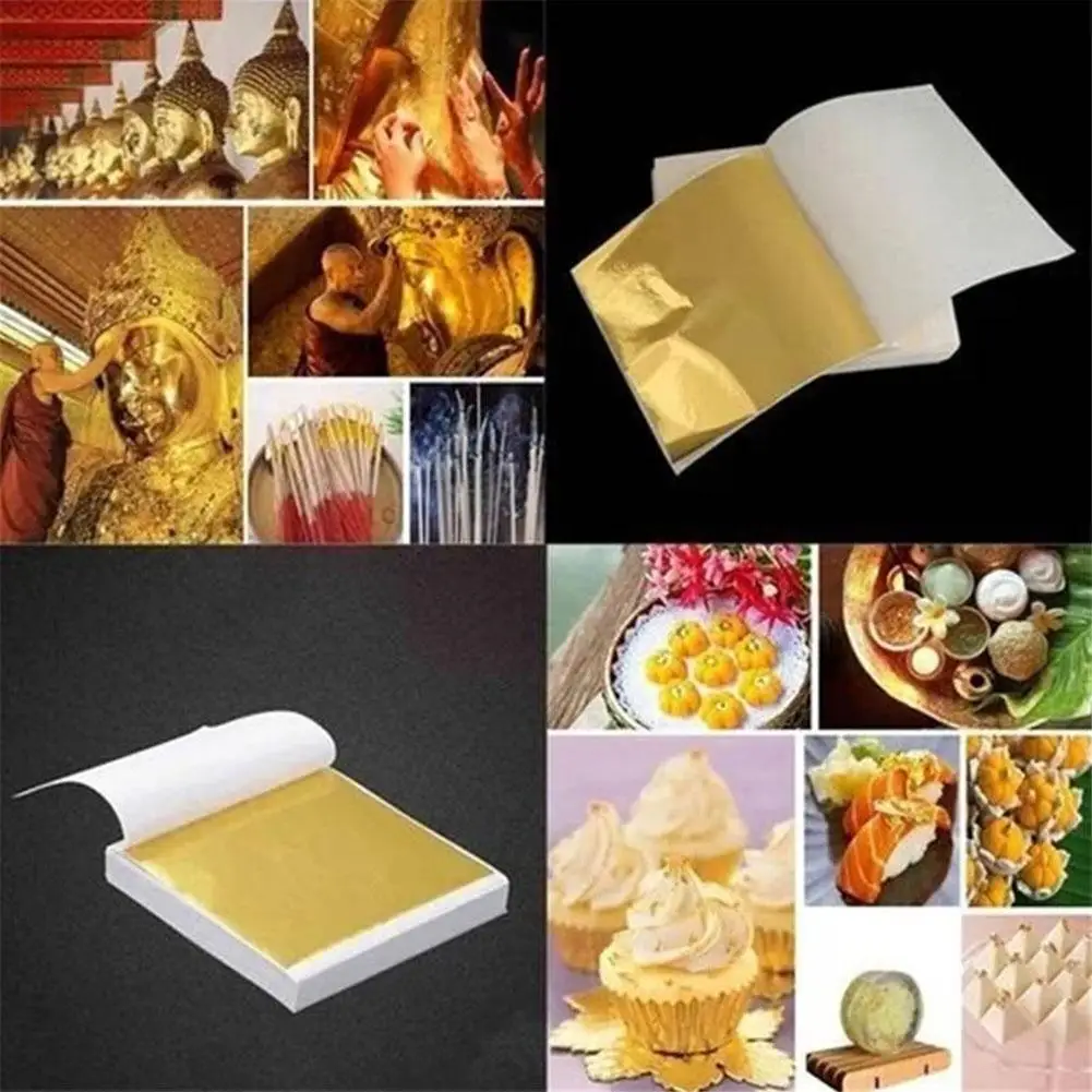 

100X Gold/Silver/Copper Foil Double Sided Paper Decoration Decor Leaves Design 9*9 Sheets Paper Gilding DIY cm Crafts Leaf Q9W1