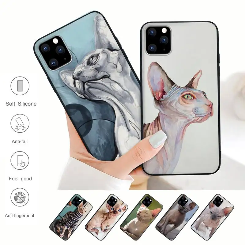 

Tattoo Sphinx Cat Phone Case For IPhone 12 11 Pro Max 7 8 6 6s Plus Se 2020 X Xs Xr 5 5s Silicone Cover