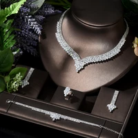 hibride luxury wedding jewelry set pave cubic zirconia leaf design heavy dinner bridal necklace cz dancing jewelry set n 244