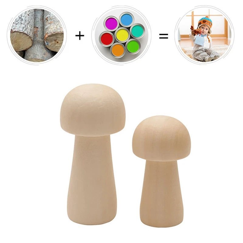 10 шт. деревянная кукла Грибная голова маленькая скульптура DIY живопись колышки