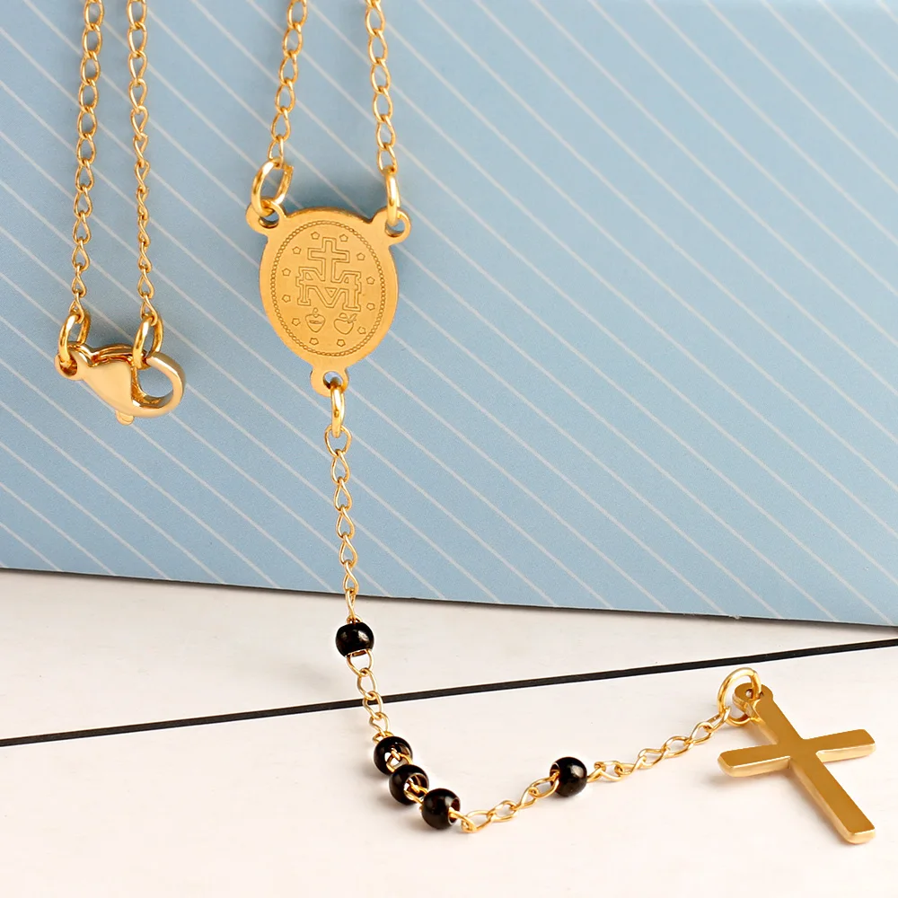 

Fashion Beads Strand Necklace Women String Beaded Cross Short women's Necklaces Jewelry 20 inches Chokers Birthday party Gifts