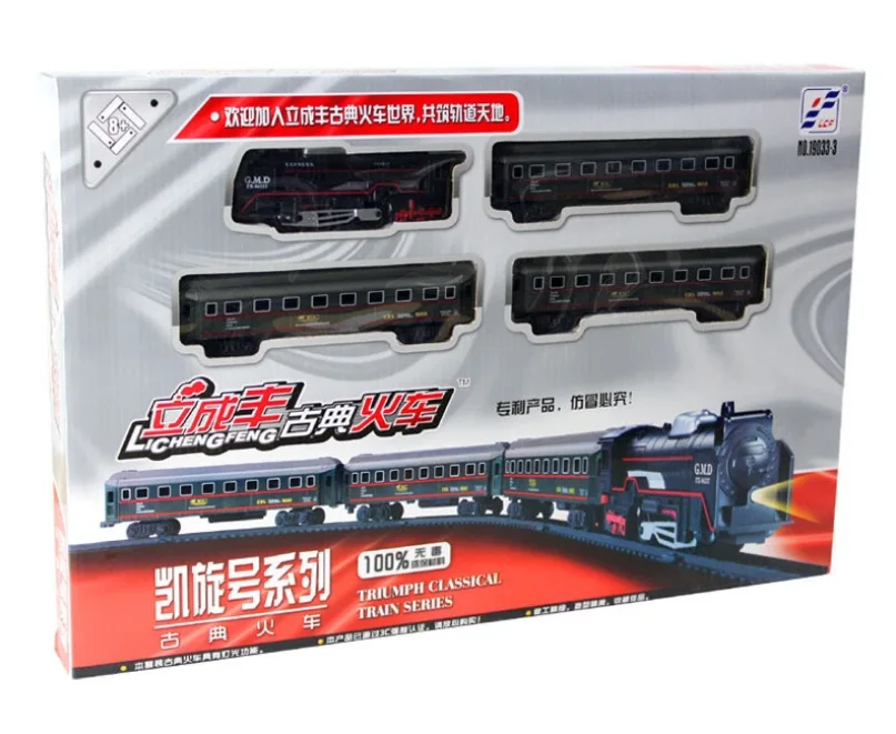 Классический Поезд супер длинный трек Ретро Паровая машина электрический
