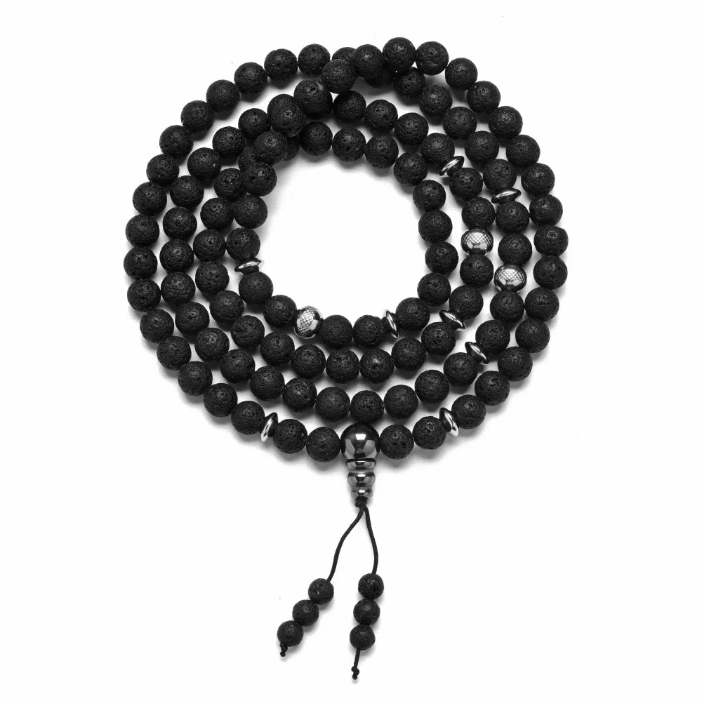 

Black Lava Stone 108pcs Beads Multiturn bracelet Aromatherapy Essential Oil Diffuser Bracelet Jewelry