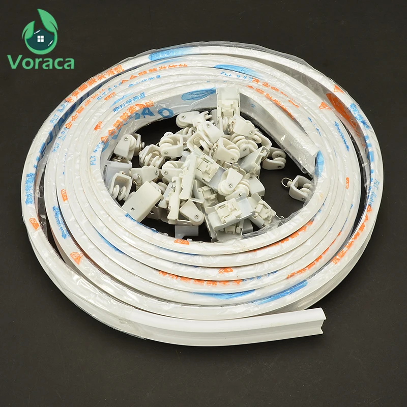 

5m Flexible Ceiling Mounted Curtain Track Rail Straight Slide Windows Balcony Home Decor Curtain Clamping Top/Side Accessories