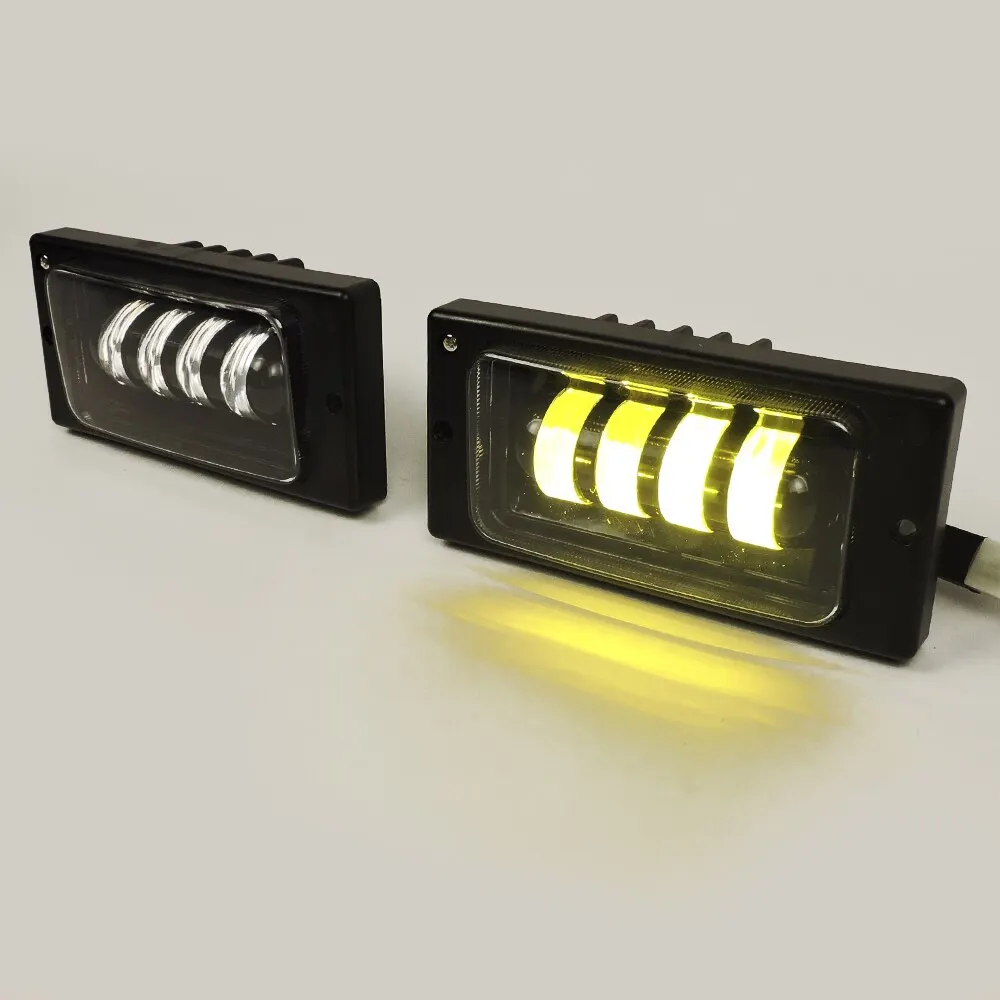 Противотуманные фары (ПТФ) светодиодные (LED) 4 линзы (полосы) 2 режима белый/желтый