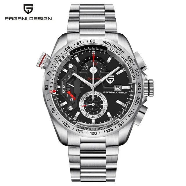 PAGANI Дизайн Топ люксовый бренд спортивный хронограф мужские часы Reloj Hombre водонепроницаемые кварцевые часы Relogios Masculino - Цвет: Black