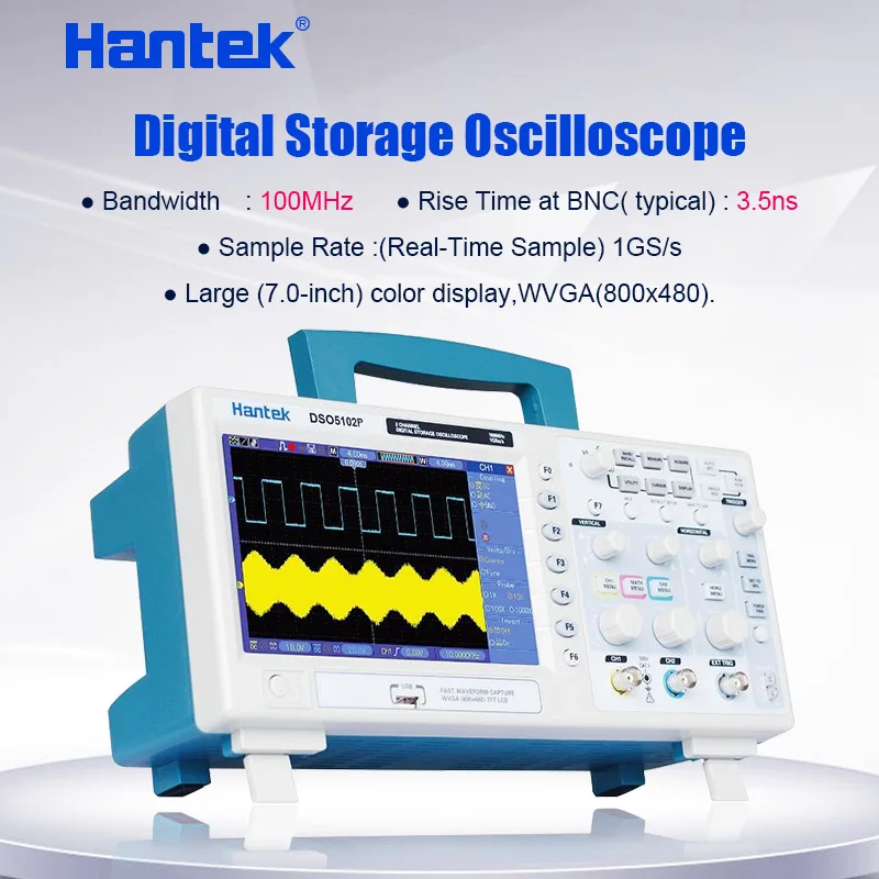 Цифровой осциллограф Hantek DSO5102P 100 МГц 2 канала частота дискретизации в реальном