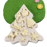 christmas tree snow silicone mold dessert cake lace decoration diy chocolate candy pastry fondant mold resin kitchen baking tool