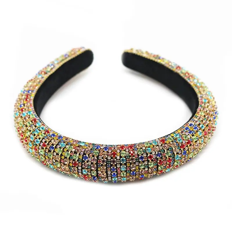 

Luxurious Full Imitation Diamond Headband Baroque Style Glittering Hair Hoop Wide Band Women Girls Ball Party Decor