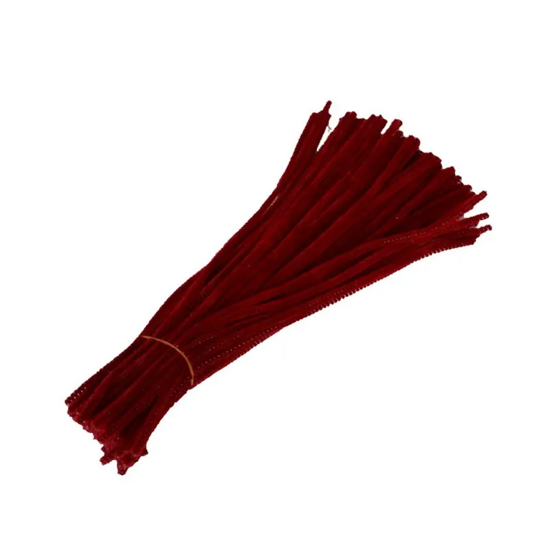 Wine red 100 шт ручной работы креативный шерстяной корень Топ скручивающийся бар ручной работы пушистый бар железная проволока цветные плюшевые DIY Бесплатные Игровые Украшения - Цвет: Wine red