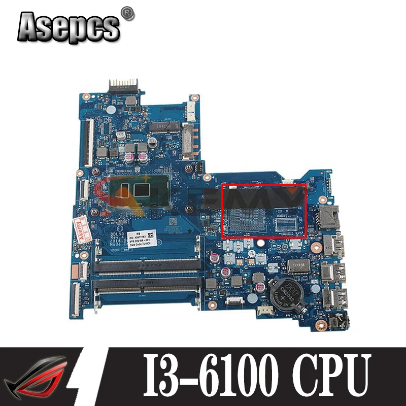 

For HP 15-AY 115-AY028 Laptop Motherboard 854946-601 854946-001 BDL50 LA-D704P With SR2EU I3-6100 CPU DDR4 100% Tested