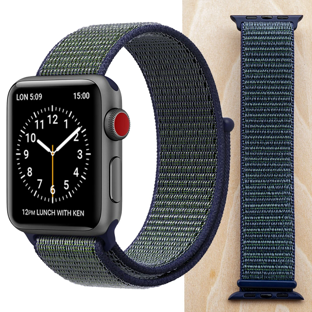 Высококачественный нейлоновый спортивный ремешок для Apple Watch, ремешок 44 мм, серия 5, 4, 3, 2, 1, дышащий тканый ремешок 42 мм, iwatch 40 мм, 38 мм - Цвет ремешка: Midnight Fog