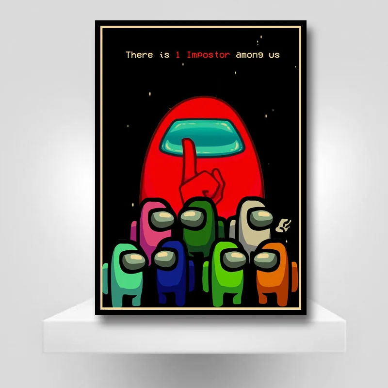 

Game Poster Among Us for Bar Kids Room Home Decor Cartoon Retro Kraft Paper Poster Quality Painting Art Decor Wall Decor