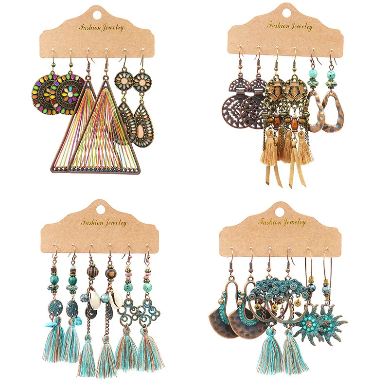 3 пар/компл. серьги в европейском стиле виде капель винтажном женские модные