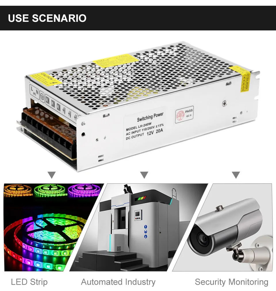 AC 110 V-220 V TO DC 12 1A 3A 5A 10A 15A 20A 30A светодиодный адаптер питания для светодиодных лент