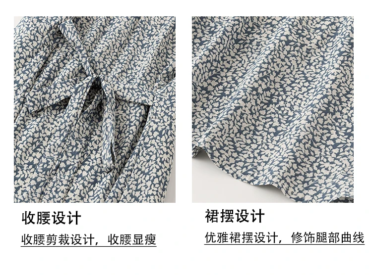 

Summer New Korean Chiffon Thin Plus Size Women's Dress Fashion Short Sleeve V-neck Printed Casual Dresses