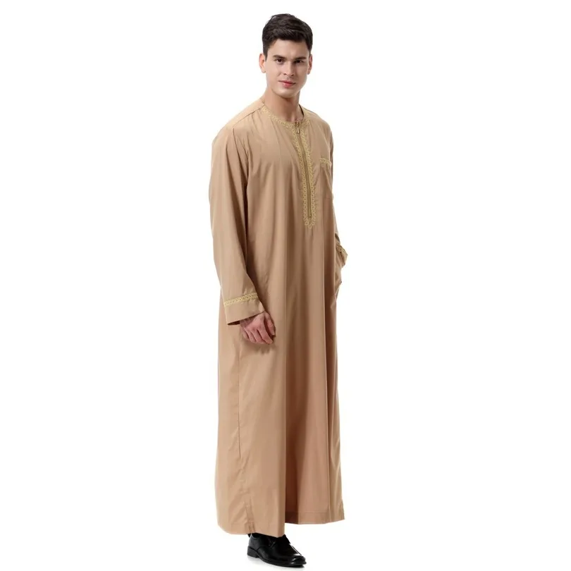 Short Sleeve Loose Shirt Jilbab Moslem Middle East Kaftan Dubai Arab Casual Islamic Men's Clothing Abaya Robe Muslim Jubba Thobe