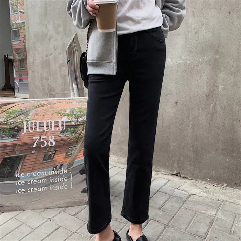 

HziriP New High Quality Jeans Denim Ankle-Length Pants 2020 Hot Elastic Solid High Waist Streetwear Sweet Woman Casual Pants