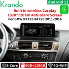 Автомобильный радиоприемник Krando Android 9. 0 6G 11,0G Мультимедийный GPS для BMW X3 F25 X4 F26 10,25-128 NBT CIC аудио беспроводной Carplay