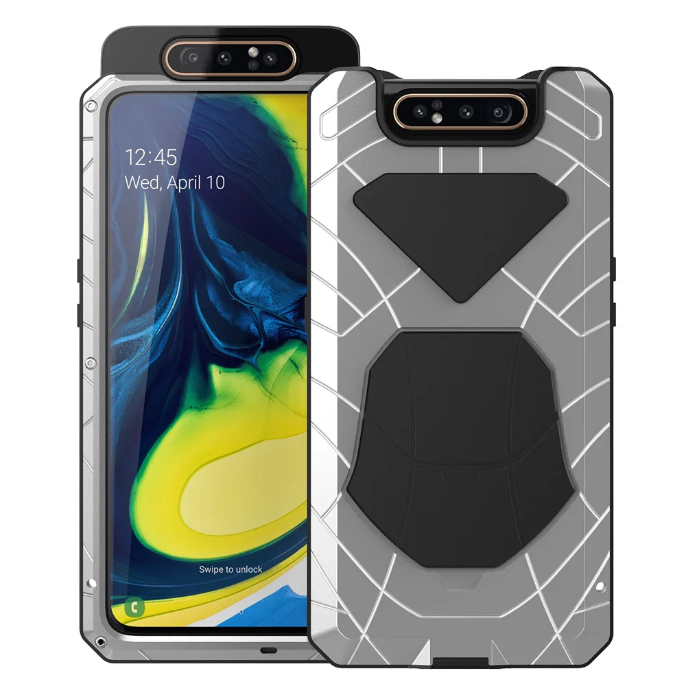 Для samsung Galaxy A80 твердый корпус для телефона Алюминиевый металлический корпус Закаленное стекло Защитная крышка для экрана сверхмощная Защитная крышка