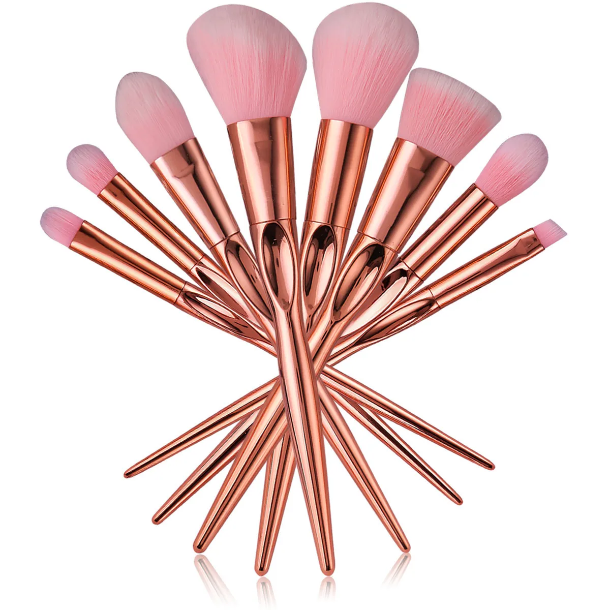 

8Pcs Brush Makeup Brushes Cosmetic Grooved Rose Gold Powder Eye Shadow Foundation Blush Blending Beauty Make Up Brush Cosmetic