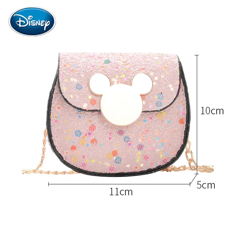 

Disney Mickey mini sequined shoulder bag fashion girls messenger bag coin purse PU bag Cartoon print bear Kids Bag