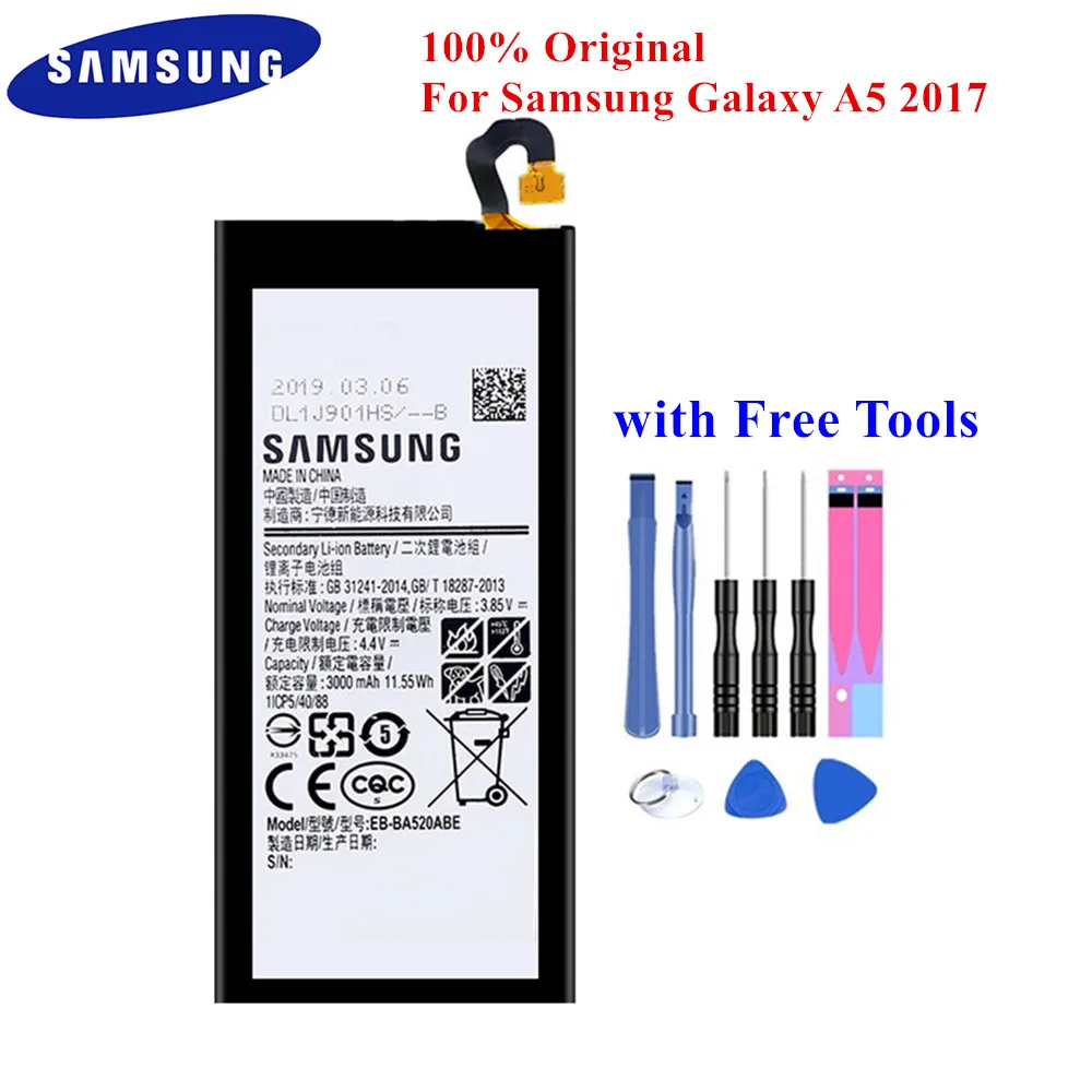 100% Оригинальный аккумулятор для Samsung Galaxy A5 (2017) A520 EB BA520ABE A520K A520L A520S A520W A520F/DS 3000 мАч с